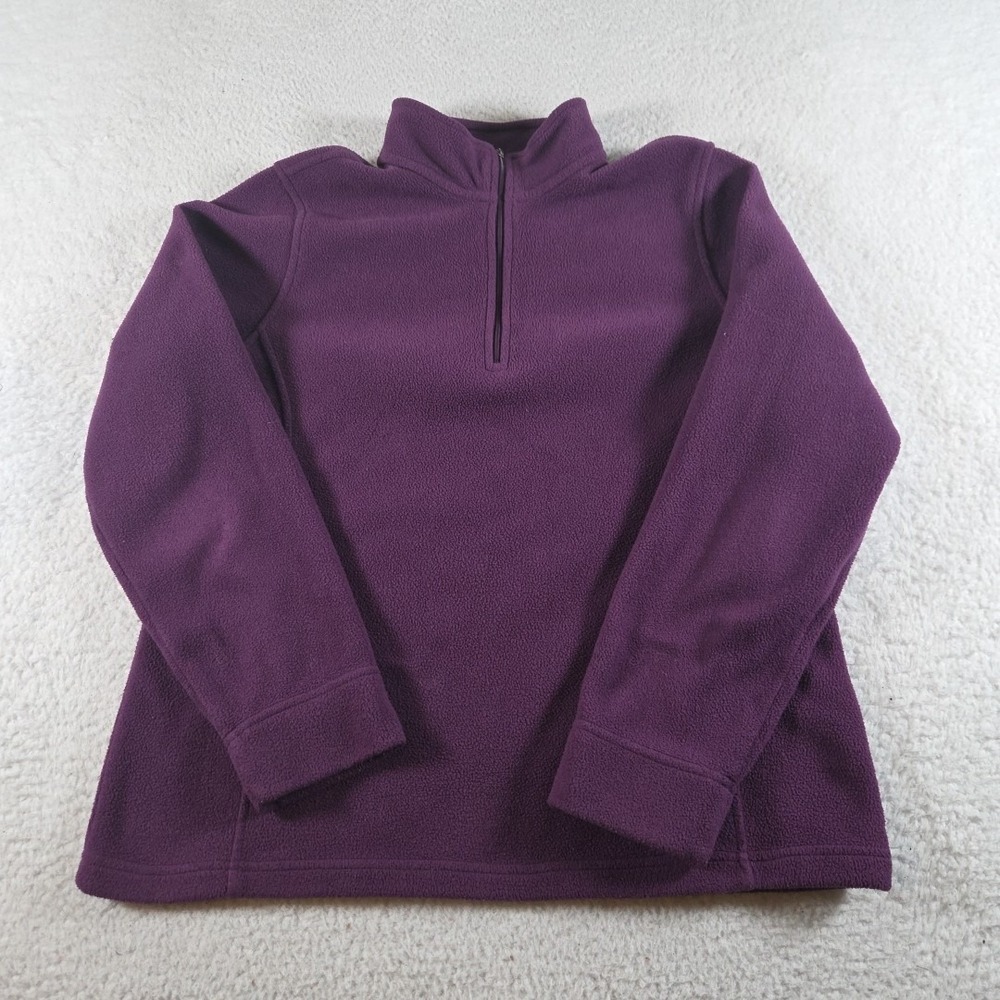 Vintage‎ L.L. Bean Fleece Jacket Women's Size Large 1/4 Zip Pullover Purple